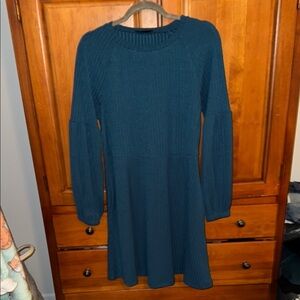 Teal Long Sleeve Knit Dress